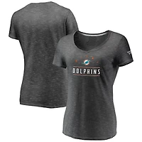 Women's Fanatics Charcoal Miami Dolphins League Leader Space Dye V-Neck T-Shirt