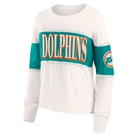 Women's Fanatics Cream Miami Dolphins Antique Block Long Sleeve T-Shirt