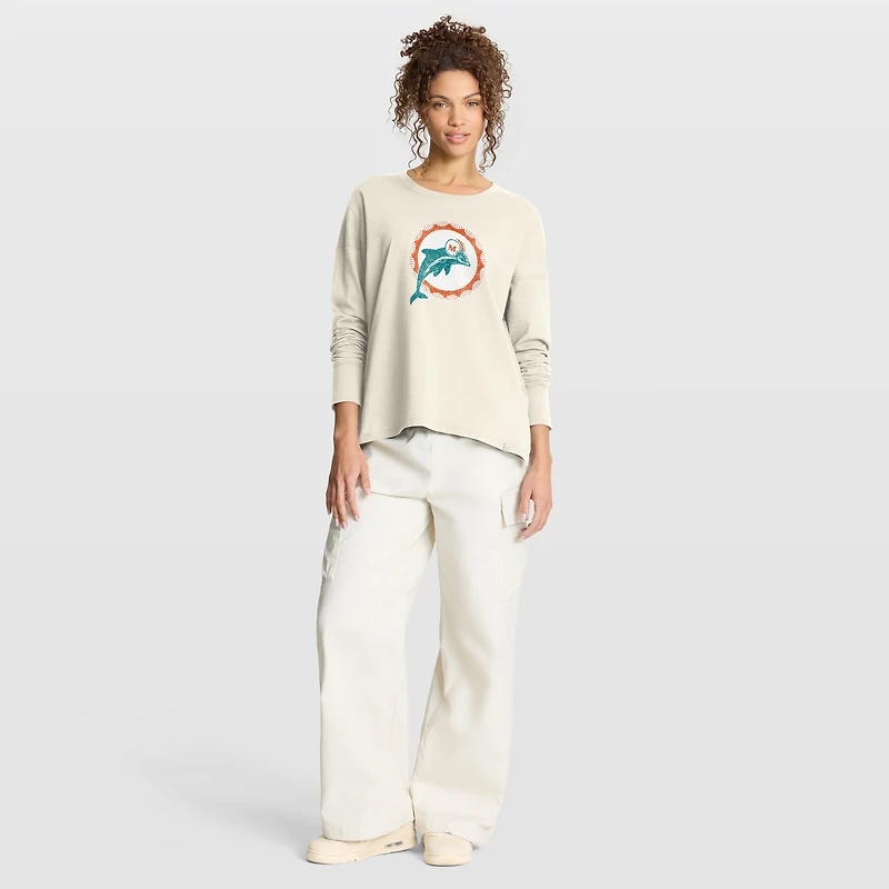 Women's Fanatics Cream Miami Dolphins Dove Legacy Long Sleeve T-Shirt