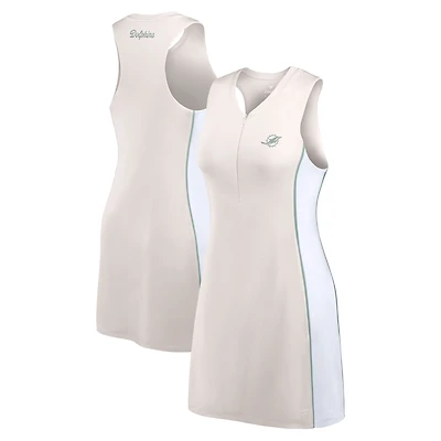Robe athlétique à demi-zip Fanatics pour femmes, crème, Miami Dolphins Studio Boost