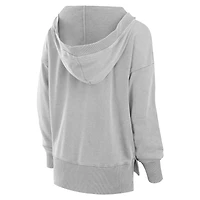 Women's Fanatics  Heather Gray Miami Dolphins Initiative Snow Wash French Terry V-Neck Pullover Hoodie