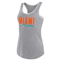 Débardeur Fuel Fanatics Heather Grey Miami Dolphins grande taille pour femmes