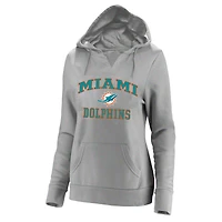 Women's Fanatics Heather Gray Miami Dolphins Plus Heart & Soul V-Neck Hoodie