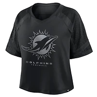 Women's Fanatics Miami Dolphins Oversized Raglan V-Neck Blackout Fashion Jersey