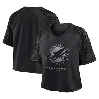 Women's Fanatics Miami Dolphins Oversized Raglan V-Neck Blackout Fashion Jersey