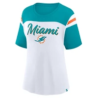 Women's Fanatics White/Aqua Miami Dolphins Cheer Chant Fashion Crop Top
