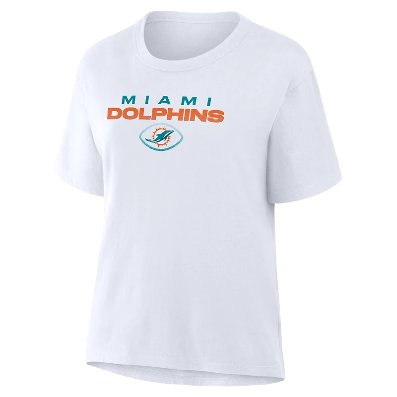 T-shirt Fanatics blanc pour femmes Miami Dolphins Fade Legacy