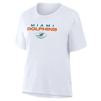 T-shirt Fanatics blanc pour femmes Miami Dolphins Fade Legacy