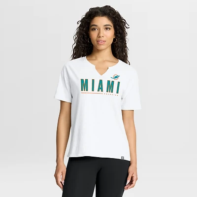 T-shirt boxy blanc Fanatics des Dolphins de Miami Redzone pour femme