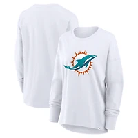 Women's Fanatics White Miami Dolphins Relaxed Hip Essential Long Sleeve T-Shirt