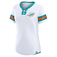 T-shirt à lacets blanc Miami Dolphins Sunday Best pour femmes de Fanatics