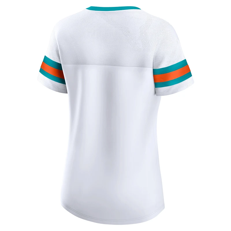 Women's Fanatics White Miami Dolphins Sunday Best Lace-Up T-Shirt