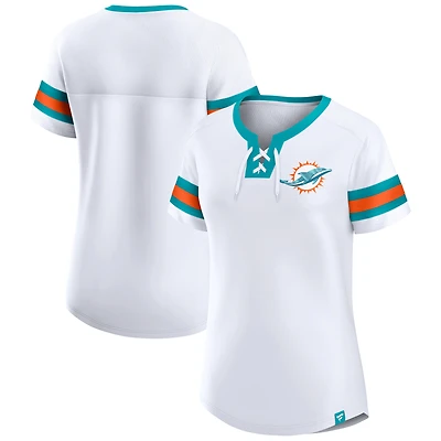 T-shirt à lacets blanc Miami Dolphins Sunday Best pour femmes de Fanatics