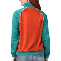 G-III 4Her par Carl Banks Aqua Miami Dolphins Backfield Raglan pour femmes - Veste de survêtement entièrement zippée