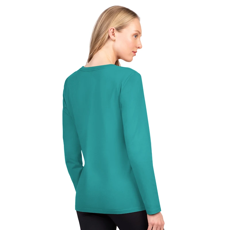 T-shirt à manches longues G-III 4Her pour femme par Carl Banks Aqua Miami Dolphins Best Play