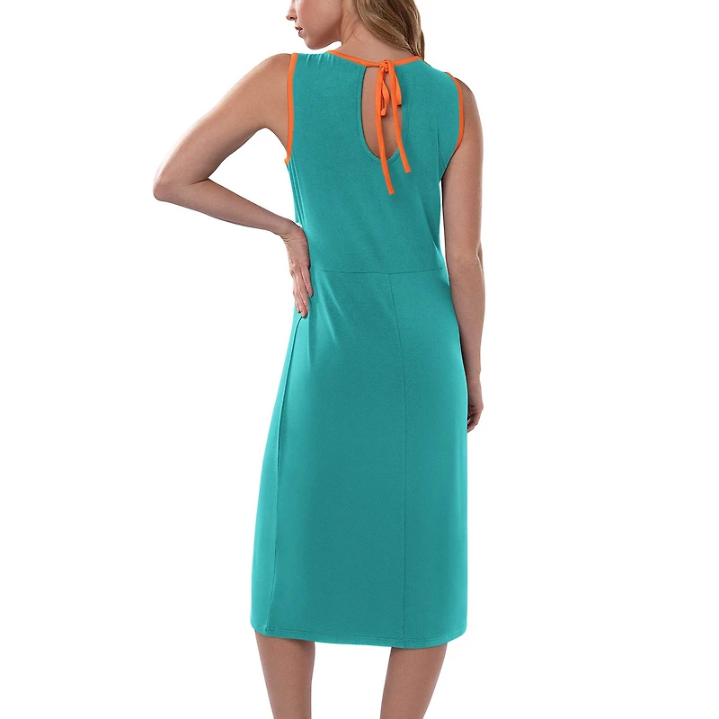 Robe longue G-III 4Her par Carl Banks Aqua pour femmes, Miami Dolphins Main Field