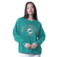 Women's G-III 4Her by Carl Banks Aqua Miami Dolphins Oversized Feud Sweatshirt