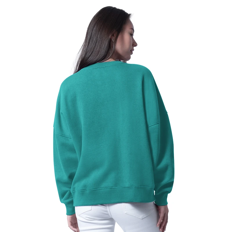 Women's G-III 4Her by Carl Banks Aqua Miami Dolphins Oversized Feud Sweatshirt