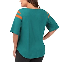 T-shirt Linebacker G-III 4Her by Carl Banks Aqua Miami Dolphins pour femme