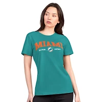 Women's G-III 4Her by Carl Banks  Aqua Miami Dolphins Super-Slim Lightweight Winning Crew T-Shirt