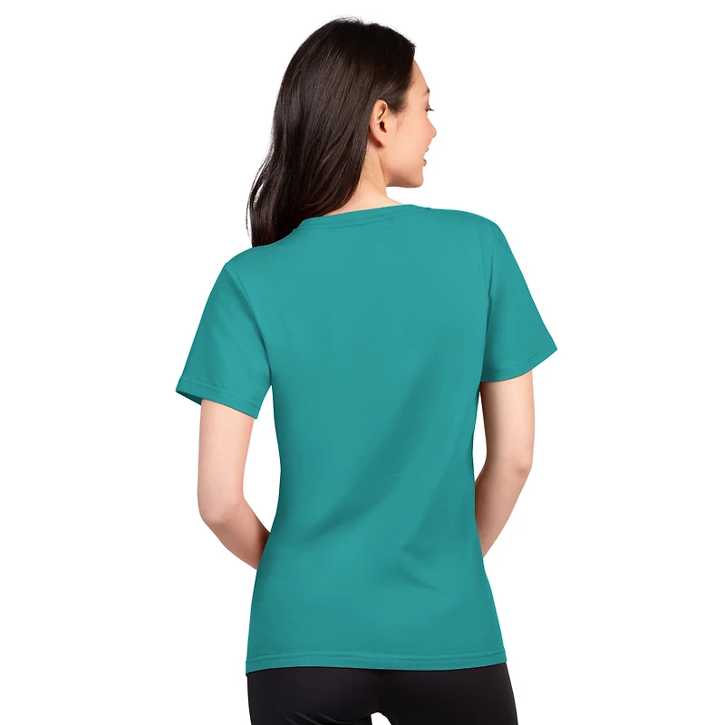 Women's G-III 4Her by Carl Banks  Aqua Miami Dolphins Super-Slim Lightweight Winning Crew T-Shirt