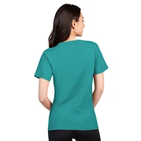 Women's G-III 4Her by Carl Banks  Aqua Miami Dolphins Super-Slim Lightweight Winning Crew T-Shirt