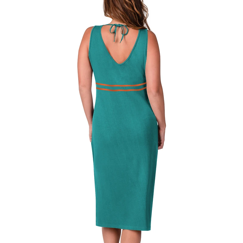 Robe longue à encolure en V pour femme G-III 4Her by Carl Banks Aqua Miami Dolphins Training