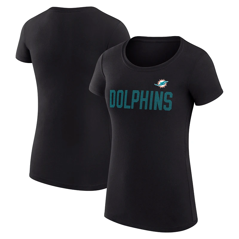 Women's G-III 4Her by Carl Banks Black Miami Dolphins Super-Slim Fit Lightweight Dot Print T-Shirt