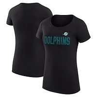 Women's G-III 4Her by Carl Banks Black Miami Dolphins Super-Slim Fit Lightweight Dot Print T-Shirt