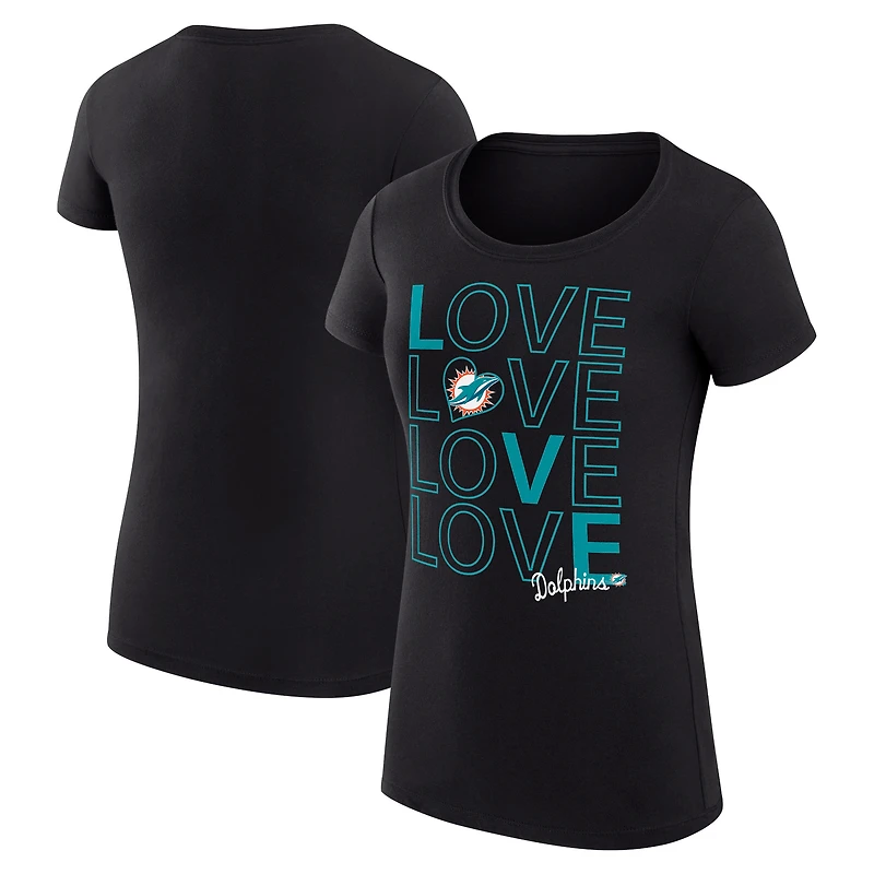 T-shirt léger et ultra-ajusté G-III 4Her par Carl Banks pour femme, motif graphique Love, noir, Miami Dolphins