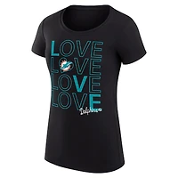 T-shirt léger et ultra-ajusté G-III 4Her par Carl Banks pour femme, motif graphique Love, noir, Miami Dolphins