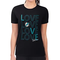 Women's G-III 4Her by Carl Banks Black Miami Dolphins Super-Slim Fit Lightweight Love Graphic T-Shirt