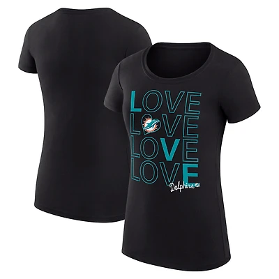 Women's G-III 4Her by Carl Banks Black Miami Dolphins Super-Slim Fit Lightweight Love Graphic T-Shirt