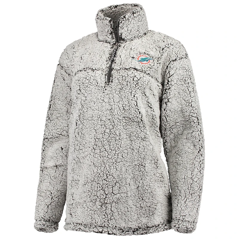 Veste G-III 4Her by Carl Banks grise pour femme des Dolphins de Miami en sherpa avec fermeture éclair sur le quart