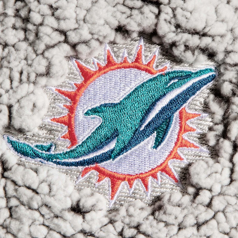 Veste G-III 4Her by Carl Banks grise pour femme des Dolphins de Miami en sherpa avec fermeture éclair sur le quart
