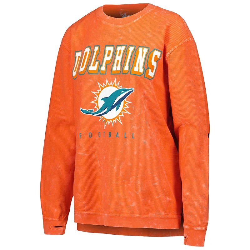 Women's G-III 4Her by Carl Banks Orange Miami Dolphins Comfy Cord Pullover Sweatshirt