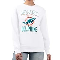 Women's G-III 4Her by Carl Banks White Miami Dolphins Team Logo Graphic Tri-Blend Pullover Sweatshirt