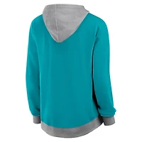Women's Logo Athletic Aqua Miami Dolphins Hit It French Terry Full-Zip Hoodie
