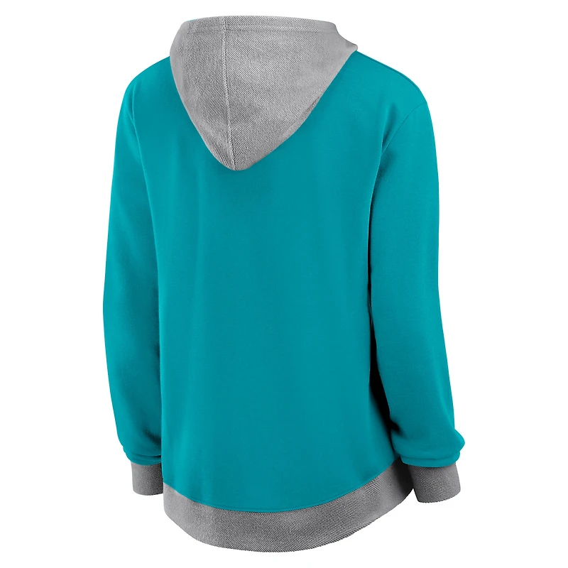 Women's Logo Athletic Aqua Miami Dolphins Hit It French Terry Full-Zip Hoodie