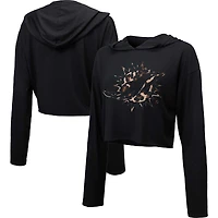 Majestic Threads Sweat à capuche court léopard Miami Dolphins noir pour femme