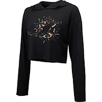 Majestic Threads Sweat à capuche court léopard Miami Dolphins noir pour femme