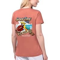 Women's Margaritaville Coral Miami Dolphins Game Time V-Neck T-Shirt