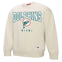 Sweat-shirt en polaire pour femme Mitchell & Ness de couleur crème Miami Dolphins Fandom