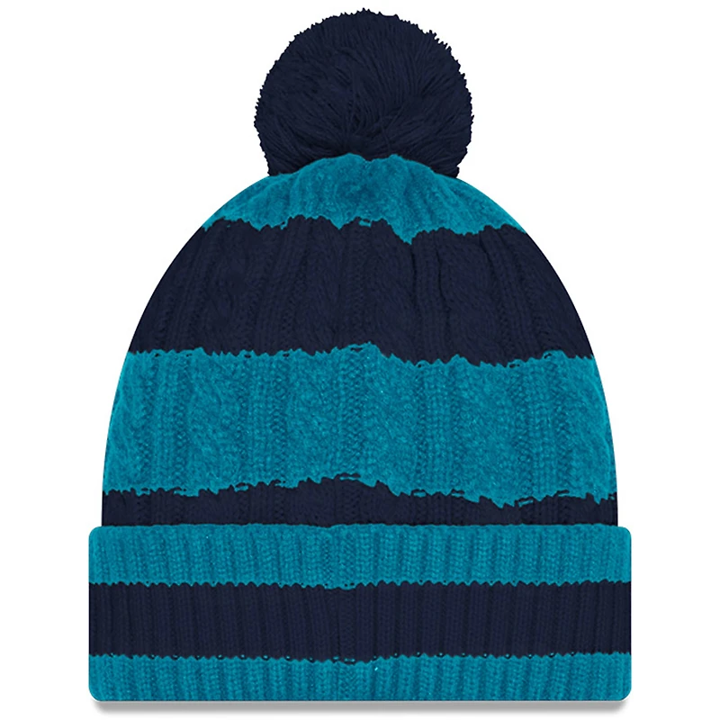 Women's New Era Aqua Miami Dolphins 2025 Rivalries Collection Braided Cuffed Knit Hat with Pom