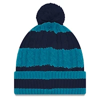 Women's New Era Pitch Blue Miami Dolphins 2025 Rivalries Collection Fan Pack Braided Cuffed Knit Hat with Pom