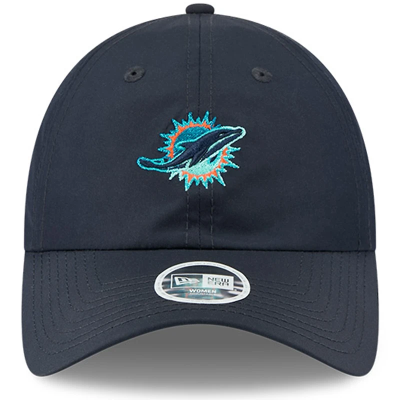Casquette ajustable à queue de cheval New Era Pitch Blue Miami Dolphins 2025 Rivalries Collection pour femme