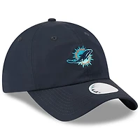 Casquette ajustable à queue de cheval New Era Pitch Blue Miami Dolphins 2025 Rivalries Collection pour femme