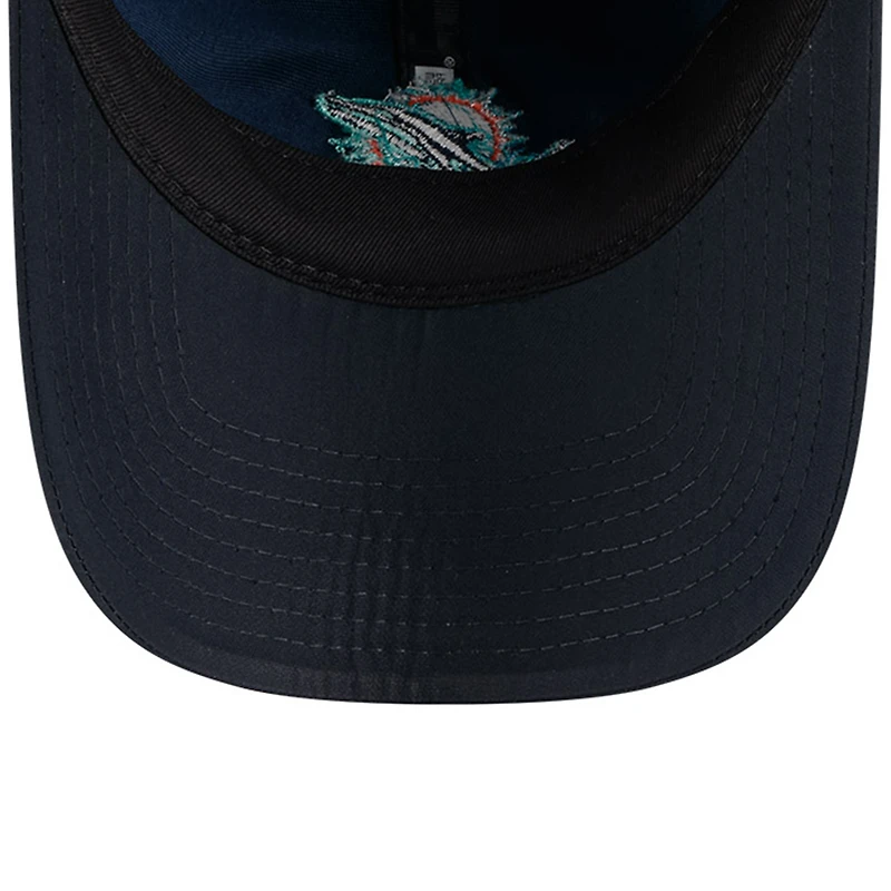 Casquette ajustable à queue de cheval New Era Pitch Blue Miami Dolphins 2025 Rivalries Collection pour femme