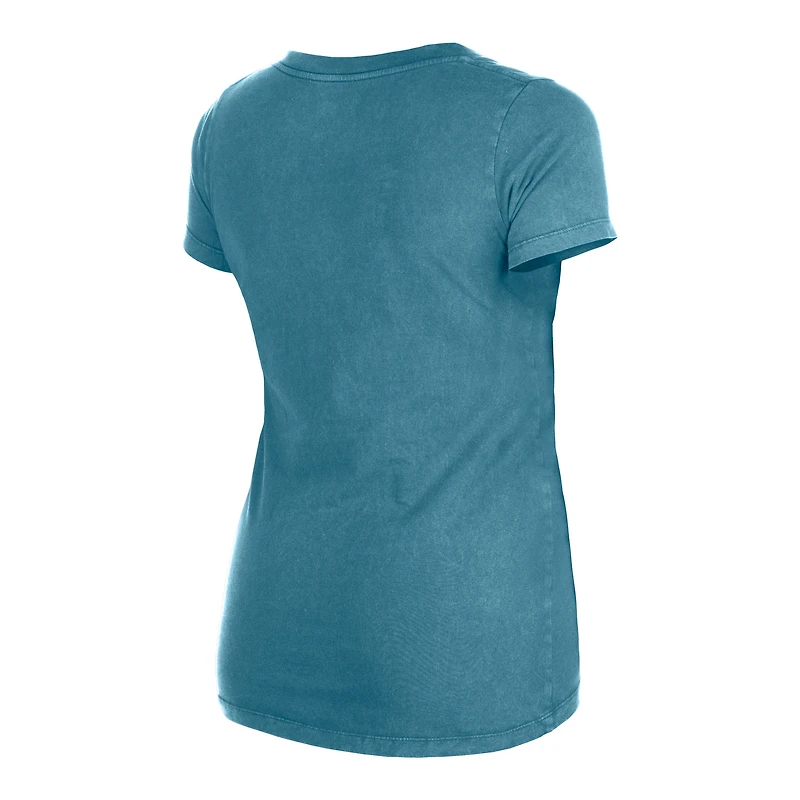 Women's New Era Aqua Miami Dolphins Enzyme Wash Low V-Neck T-Shirt