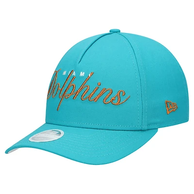 Women's New Era  Aqua Miami Dolphins  Metallic 9FORTY M-Crown A-Frame Adjustable Hat